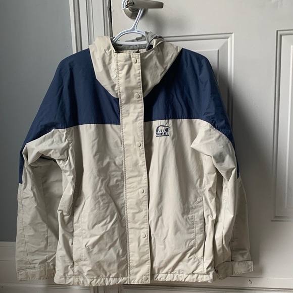 Sorel Jackets & Blazers - Sorel woman’s Blue and Cream Raincoat